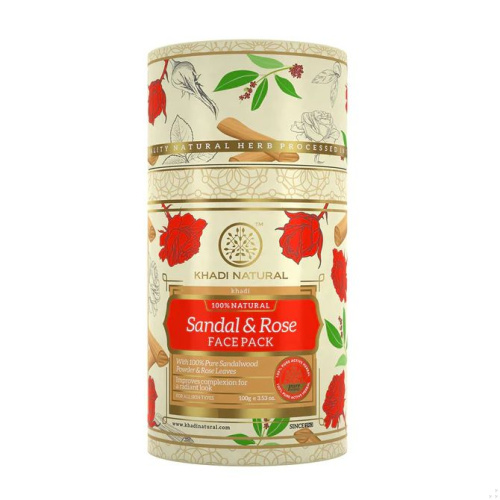 Маска для лица " Сандал и Роза ", порошок ( Sandal & Rose Face Pack powder) 100 гр Khadi Natural